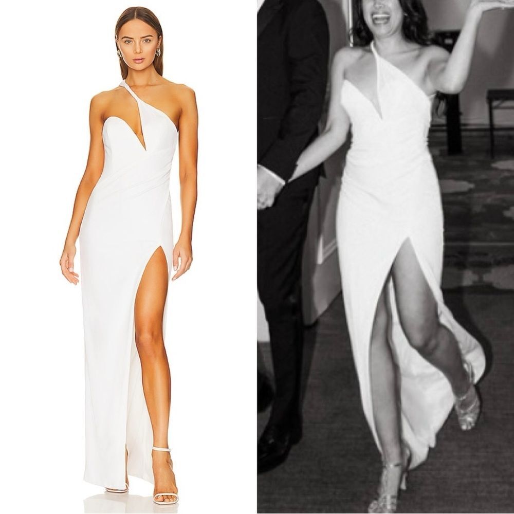 NWT Katie May Maxi Dress White Glitter Brittany Gown Bridal Wedding size L